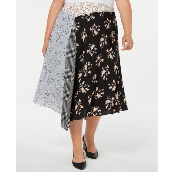Calvin Klein Patchwork Asymmetrical Skirt - Picture 1 of 8